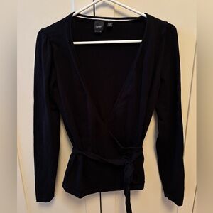 Vintage Esprit Black Long Sleeve Wrap Top size M Women’s